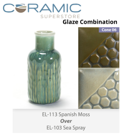 Spanish Moss EL113 over Sea Spray EL103 Glaze Combination